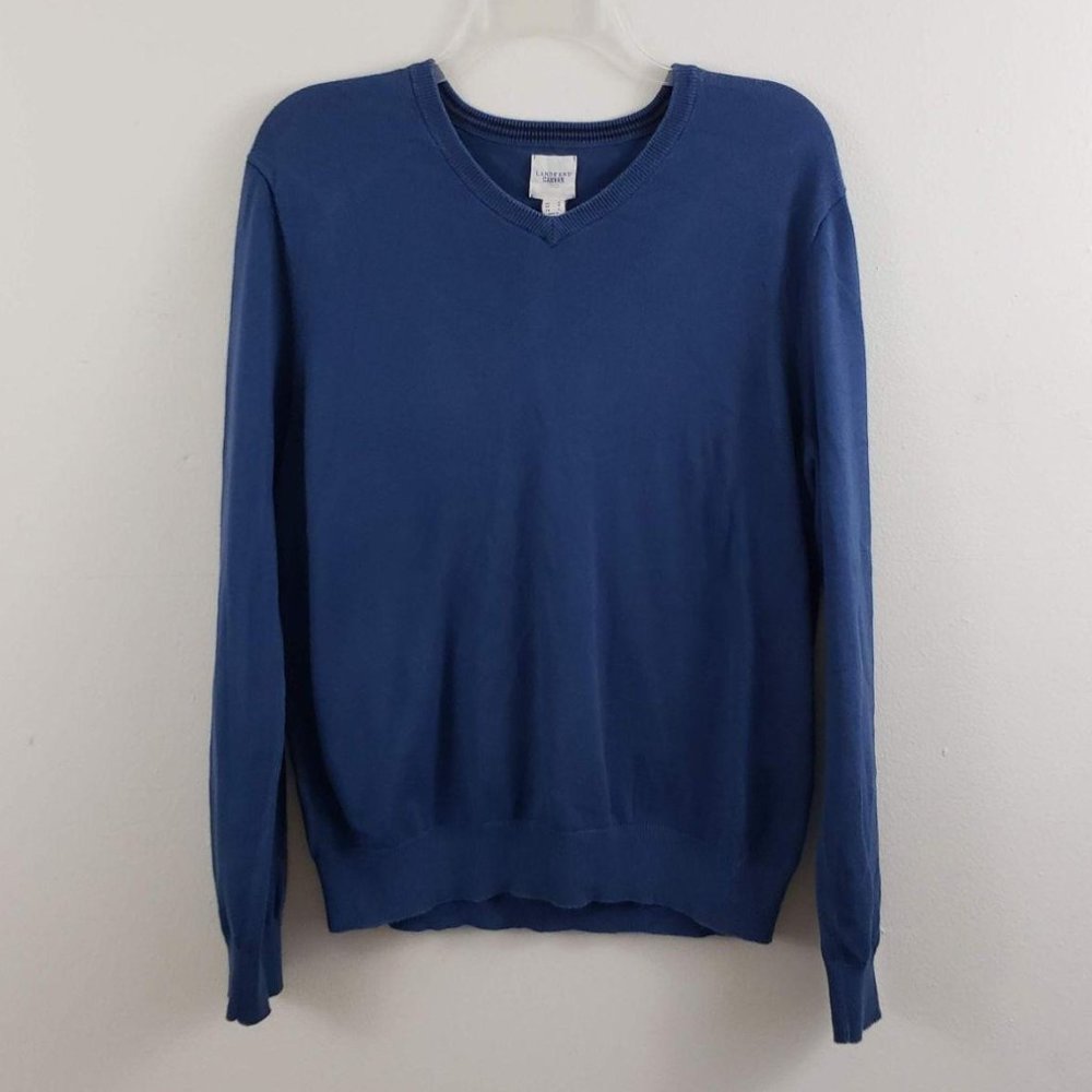 Lands’ End V-Neck Pullover Sweater Blue Size Medium